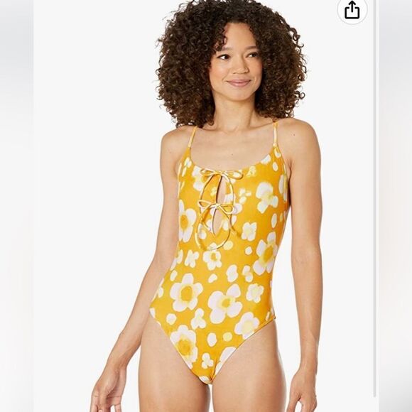 Madewell Second Wave Tie-Front One-Piece Swimsuit in Watercolor Floral - Picture 6 of 6